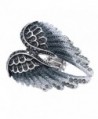 Szxc Jewelry Women's Crystal Angel Wings Guardian Stretch Rings Biker Jewelry - gray - C717YH5M3AS