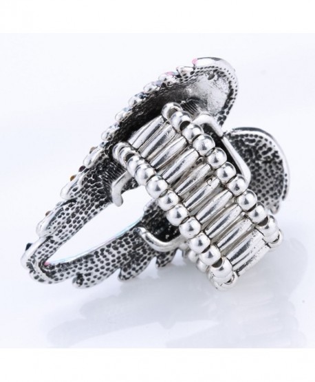 Women's Crystal Angel Wings Guardian Stretch Rings Biker Jewelry - gray ...
