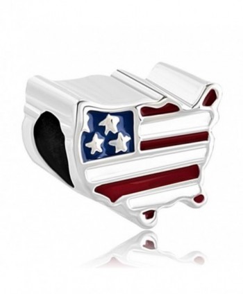 Pugster Patriotic Proud To Be American Flag Country Us Map Bead Fits Pandora Charm Bracelet - American Map - CJ11O5SU14F