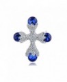 Alilang Beautiful Capri Blue Clear Crystal Rhinestone Silvery Tone Cross Shape Pin Brooch - CI117MBC0LT