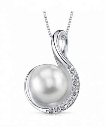 Spiral 8.5mm Freshwater Cultured Pearl Pendant Necklace Sterling Silver - C211FAWP2Y3