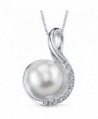 Spiral 8.5mm Freshwater Cultured Pearl Pendant Necklace Sterling Silver - C211FAWP2Y3