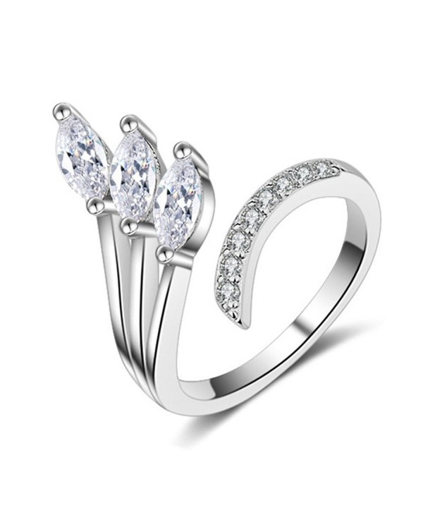 S925 Silver Plated Cubic zirconia Angel Wings Palm Women Open Band Ring-adjustable - CP186L7SDQL
