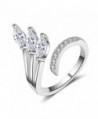 S925 Silver Plated Cubic zirconia Angel Wings Palm Women Open Band Ring-adjustable - CP186L7SDQL