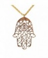 Hamsa Peace Bronze Pendant Necklace on 18" Rolo Chain - C7118Y048CL