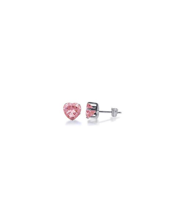 Gem Avenue 925 Sterling Silver 5mm Heart Pink Cubic Zirconia Post Back Stud Earrings - CO1123OGZ93