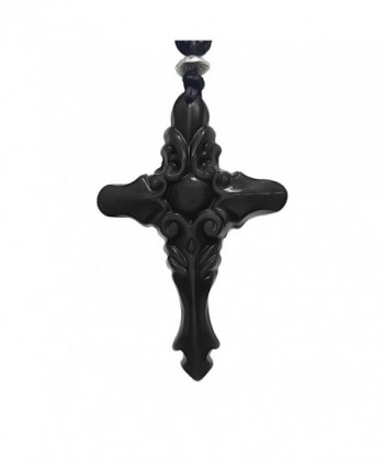 Obsidian Amulet Cross Pendant Necklace Natural Gemstone Rainbow Obsidian - CO188YUWHZL