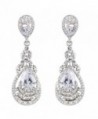 EVER FAITH Silver-Tone Cubic Zirconia Austrian Crystal Bridal Tear Drop Chandelier Dangle Earrings - Clear - CI12EL4A0O7