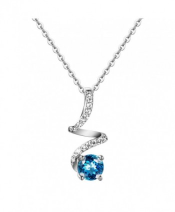 Carleen Sterling Pendant Necklaces Valentines - Blue Topaz Twist - CY187ENQEGE