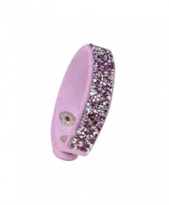 NOISIM Crystal Hot Drilling Leather Wrap Bracelet - light purple - C012J2ZE8Q7