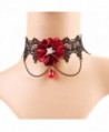 Meiysh Retro Handmade Lace Royal Court Vampire Choker Gothic Necklace Black Pendant Chain (red+black) - C712NR71YA6