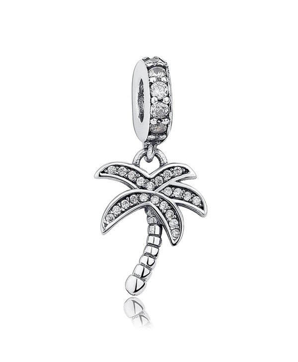 The Kiss Sparkling Palm Tree With Clear CZ Dangle 925 Sterling Silver Bead Fits European Charm Bracelet - CS17Y0CACD8