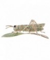Alilang Synthetic Peridot Green Rhinestone Crystal Insect Grasshopper Locust Leaf Big Pin Brooch - Gold - C1113T2BBHJ