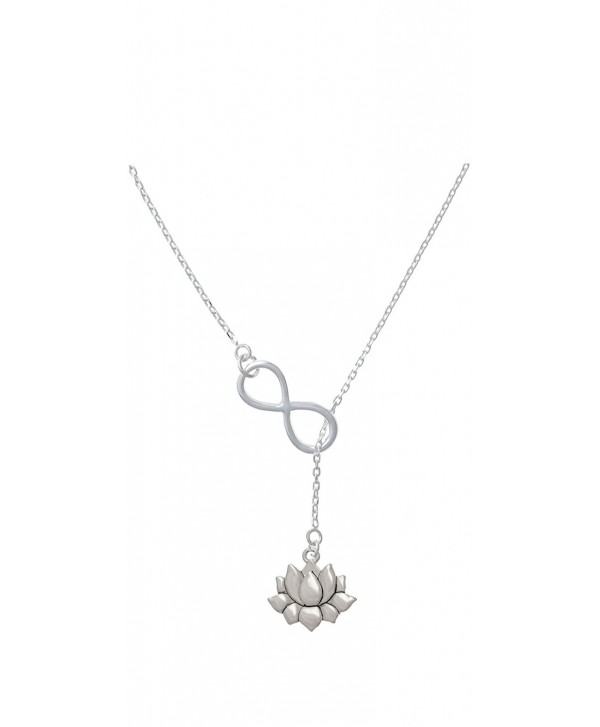 Silvertone Medium Lotus Flower Infinity Lariat Necklace- 18"+2" - C911MVATB8Z