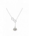 Silvertone Medium Lotus Flower Infinity Lariat Necklace- 18"+2" - C911MVATB8Z