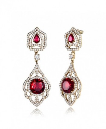 GULICX Red Garnet Color Collections Women's Vintage Teardrop Dangle Drop Evening Earrings - C812O4M1KE9