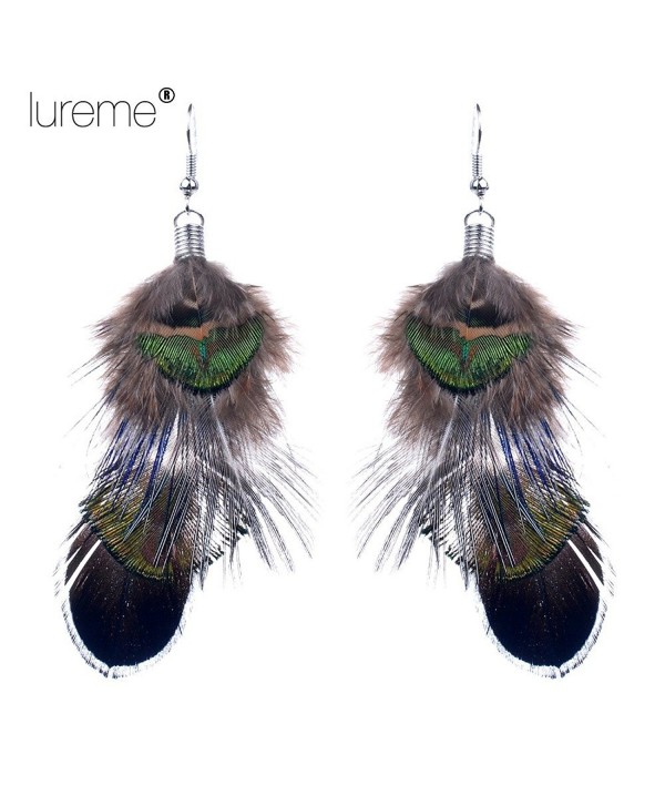 Lureme Multicolored Peacock Feather Bohemian Dangle Earrings for Women and Girls (02003503) - CI11YPTCYD5