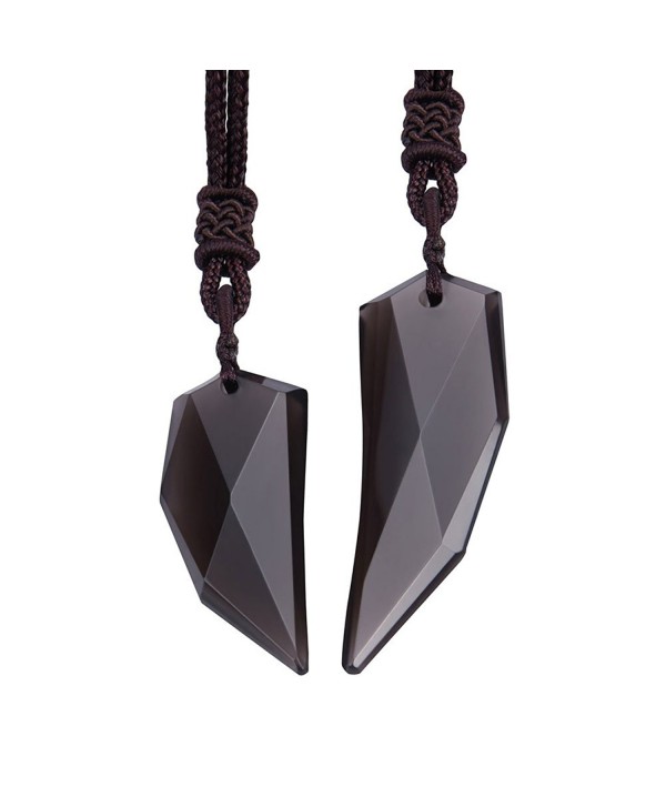 Wolentty Couples Jewelry Sets - Obsidian Spike Amulet Pendant Necklace Gifts for His and Hers - CA1863QR9XA