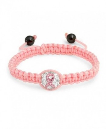 Bling Jewelry Pink Breast Cancer Ribbon Crystal Shamballa Inspired Bracelet 12mm - C8119VA3Q4X