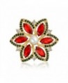 Bling Jewelry Gold Plated Poinsettia Crystal Simulated Pearl Christmas Pin - CV11Q2KCQ6Z