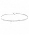 FOREVER FAMILY Sentimental Message Thin Brass Bangle Hook Bracelet for Loved Ones - Silver - CT12M3HQIXH