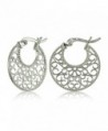Sterling Silver High Polished Medallion Filigree Round Flat Earrings - CB1827Q5ZMO