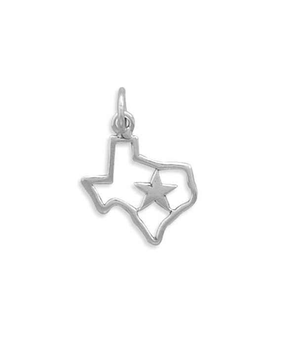 State of Texas with Star Charm Polished Sterling Silver - Made in the USA - C9113LA72M1