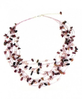 NOVICA Dyed Cultured Freshwater Pearl and Tourmaline Beaded Strand Necklace- 20"- 'Cascade' - CO1131FRK51