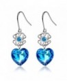 Crystal Dangle Earrings Birthstone earrings - Blue rose flower earrings - CL189ZUMDC5