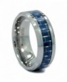 MJ 8mm Mirror Polished Tungsten Carbide Wedding Ring Blue or White Carbon Fiber Inlay Ring - CW11OJZYN8T