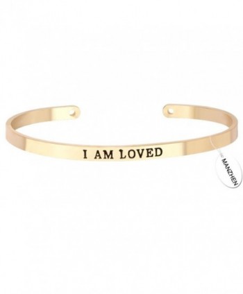 MANZHEN Open Cuff Bracelets with Words "I AM LOVED" Inscription Bangle Bracelet for Women - Gold - C512KVBX9GV