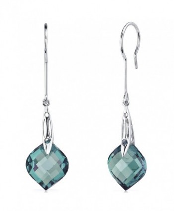 Onion Cut 18.50 Carats Simulated Alexandrite Dangle Earrings Sterling Silver - CD118OL26PV
