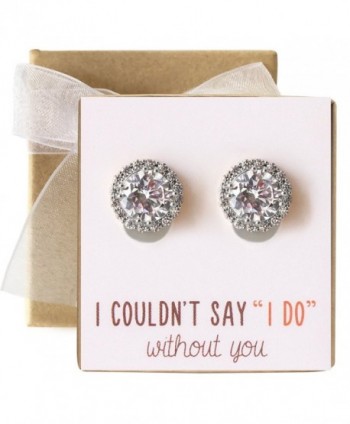Bridesmaid Stud Post or Clip-on Earrings- Bridal Party Gift - Silver- Post Earrings - C112O494X0A