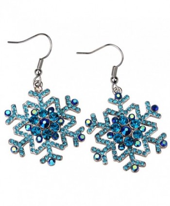 Hiddleston Jewelry Snowflake Dangle Drop Earrings Christmas Holiday Custom Gift Women Teen Girl - Ice Blue - CI1882O5M2L