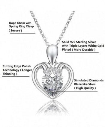 1.5 CT Simulated Diamond Heart Pendant Necklace Sterling Silver Women Necklace By 8Muses- 16" - CU12O2WEXVO
