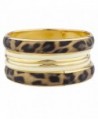 Lux Accessories Gold Tone Animal Leopard White Smooth Bracelet Bangle Set 6PC - C61864QWGSG