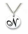 Stellar White Sterling Silver Script Initial Disc Pendants -16 to 18 Inch Adjustable Chain Included - CF1107XUN59