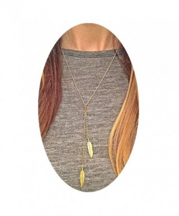 JY Jewelry Simple Gold Tone Feathers Chain tassels Y shape Choker Necklace - C311YO3GQSL