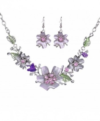 Paxuan Necklace Earrings Statement Lavender - Lavender - C2186CLSK8S