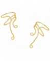 Basic Curly Q Wave Ear Cuff Non-pierced Reversible Cartilage Wrap Earring Pair in Gold on Sterling Silver - CU12OBGE9R4