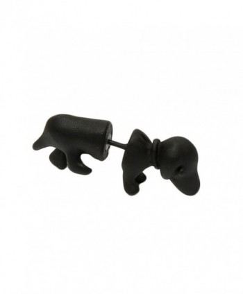 Pair of Punk Style Fashion Cute Mens Womens 3D Puppy Dog Dachshund Ear Stud Piercing Earring - C612EH2XCG7
