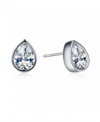 SBLING Platinum-Plated Teardrop Stud Earrings Made with Swarovski Crystals (2 cttw) - White Clear - CC12IAF3PQX