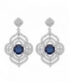 EVER FAITH Women's CZ Elegant Hollow-Out Bridal Flower Chandelier Drop Earrings Silver-Tone - Blue - CU12GDAPNL7