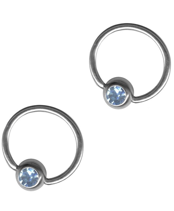 Set of Two Lt Blue Captive Bead Rings-18g-16g-14g Daith Earring-Steel CBR-Septum-Nipple-Lip Hoop - CW110EOJ1E5