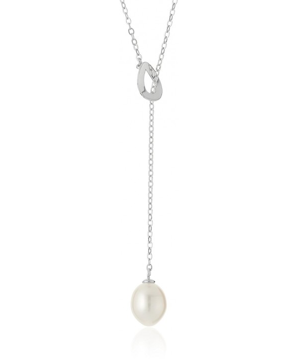 Bella Pearl Dangling Lariat White Y-Shaped Necklace- 19.5" - C0128ZP2Y2P