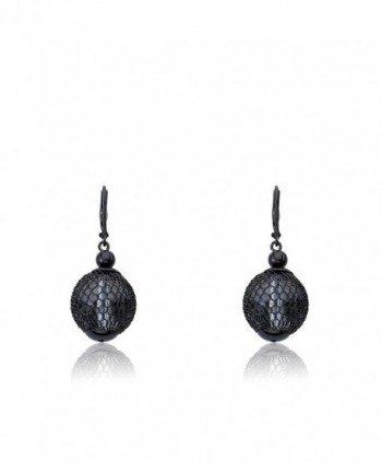 Riccova Country Chic Rhodium-Plated Mesh Lucite Ball Dangle Earring - Black - C412O780IFS