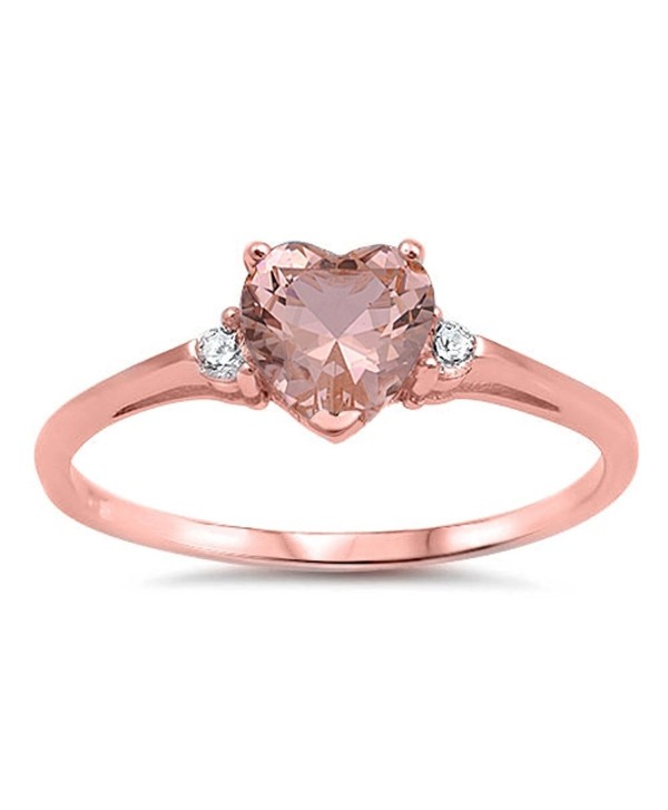 CHOOSE YOUR COLOR Sterling Silver Heart Promise Ring - Simulated Morganite - CN185CW57TO