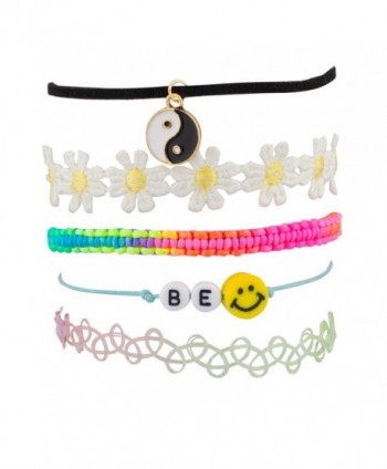 Lux Accessories Peace Be Happy Smile Rainbow Price Sunflower Floral Flower Woven Arm Candy Bracelet Set - CU11WYT0O4T