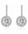 SBLING Platinum-Plated Sterling Silver Round Cubic Zirconia Halo Drop Earrings(3.5cttw) - CS120J026Z9