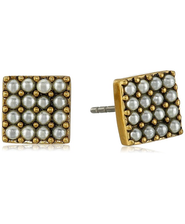 MARC JACOBS Pearl Square Studs Earrings - Cream/Antique Gold - C1120TPVLX7